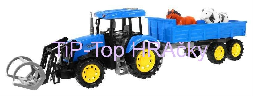 Traktor s prívesom modrý