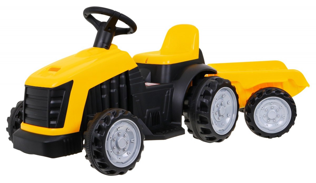 Elektrický traktor s prívesom žltá