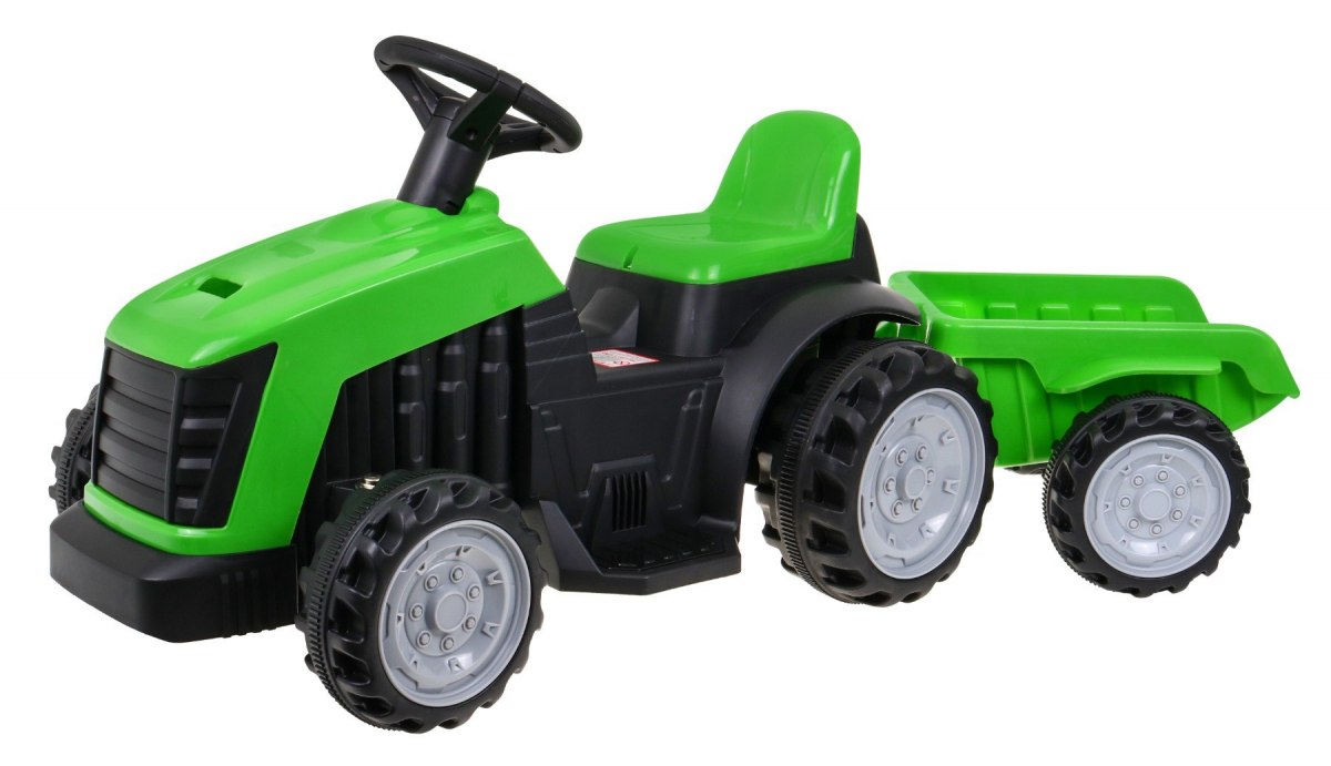Elekrický traktor s prívesom zelená