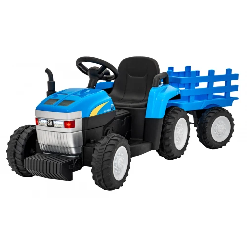 Traktor New Holland T7 s modrým prívesom