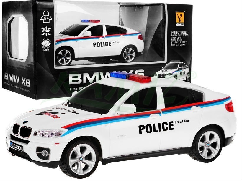 BMW X6 POLÍCIA 1:24 27MHZ biele