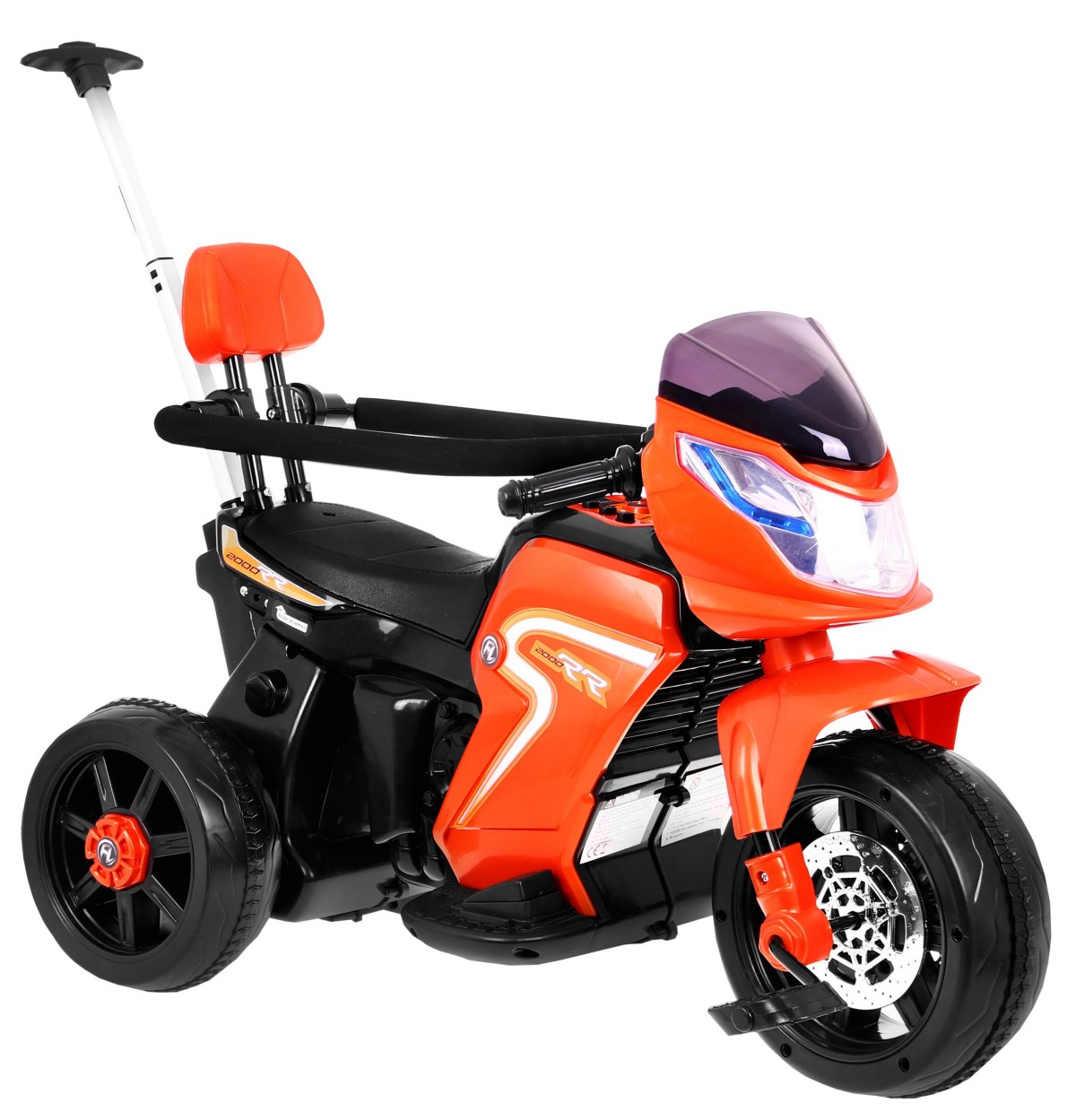 Elektrická motorka s ovládaciou tyčou - oranžová