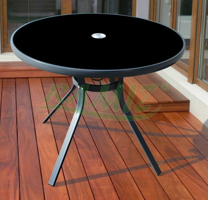 Záhradný stôl okrúhly 90cm šedý rám