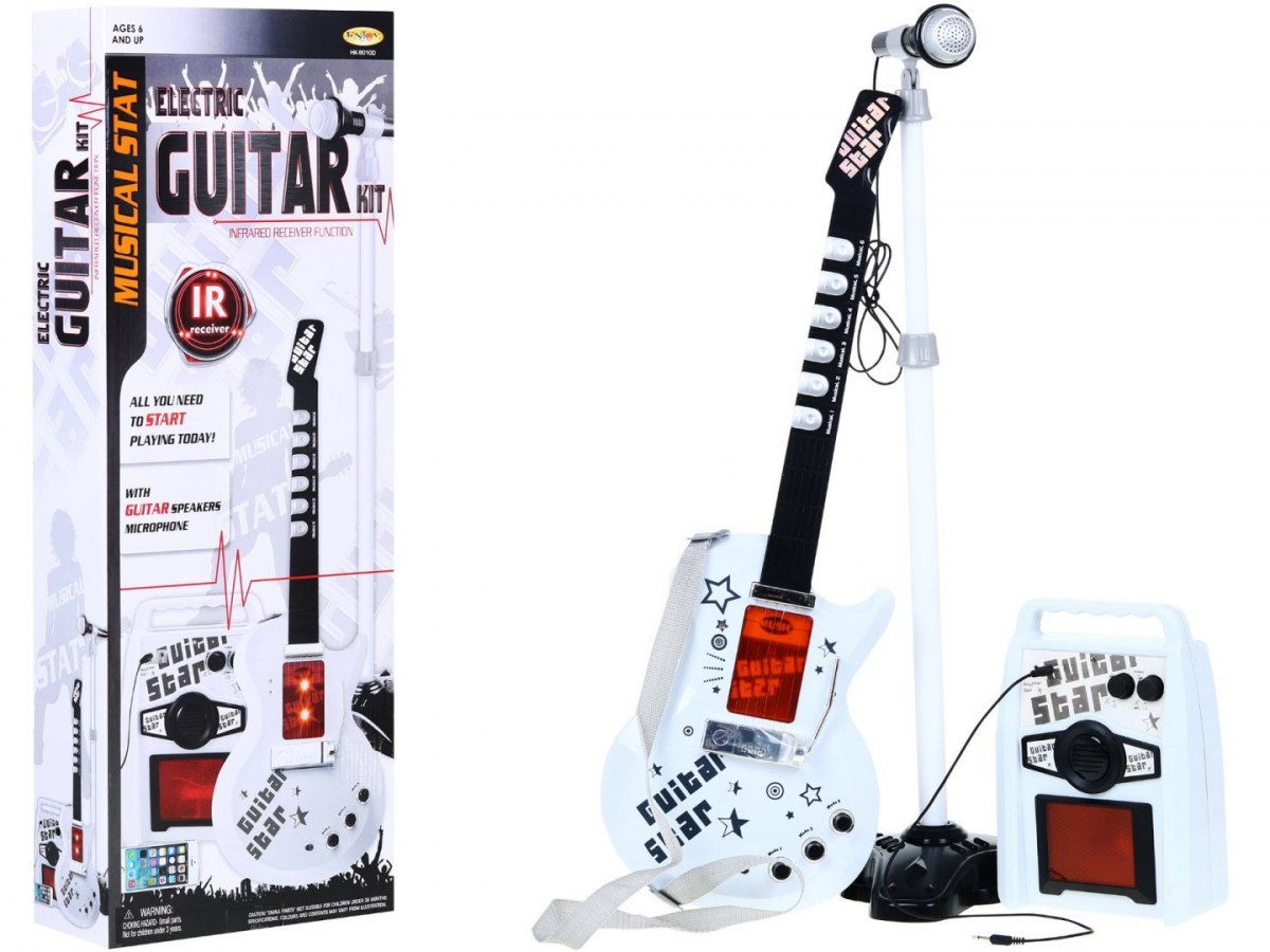 Gitara + mikrofón biela 