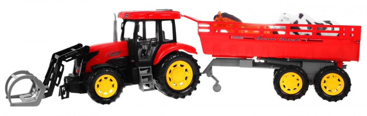 Traktor s prívesom červený