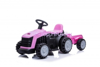 Elektrický traktor s prívesom ružová