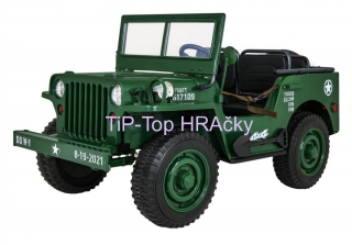 Retro vojenské autíčka MILITARY 4x4 zelené 24V