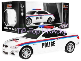 BMW M3 POLÍCIA 1:18 27MHZ biele