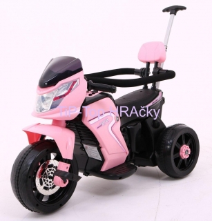 Elektrická motorka s ovládaciou tyčou - ružová